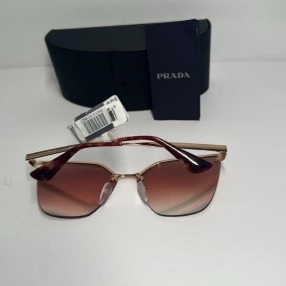 💯- New Prada Cinéma Dark Gold Irregular Cat Eye Sunglasses Cinéma Collection - Picture 3 of 12